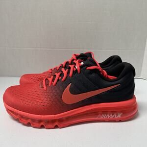 Nike Air Max 2017 Bright Crimson 849559 600 Size 9.5 Red Black Low Top Sneakers